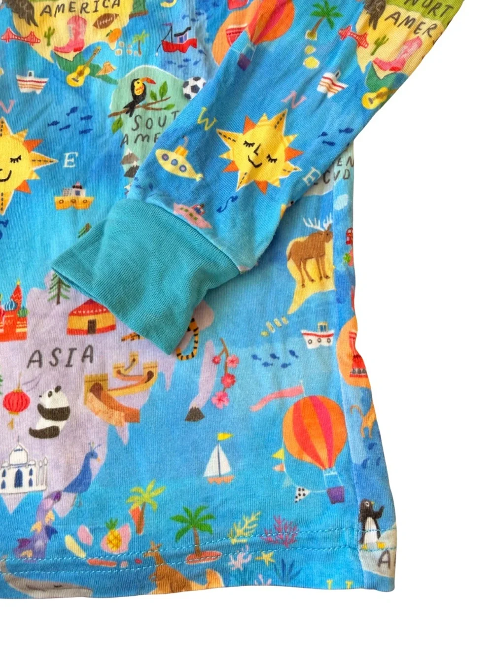 ✈️ Little Sleepies Kids Long Sleeve World Map Globe Print Pajama Top Unisex 3T